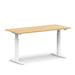 Adjustable height modern office desk with wooden top and white legs. (Natural Oak-60&quot;)