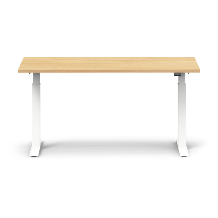 Modern wooden top desk with white metal legs on a white background. (Natural Oak-60&quot;)
