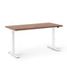 Adjustable height desk with brown top and white frame on a white background (Walnut-57&quot;)