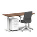 Modern office desk with wooden top, white file cabinet, and ergonomic black chair on (Walnut-60&quot;)