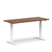 Modern adjustable-height desk with a brown tabletop and white legs on a white background. (Walnut-60&quot;)