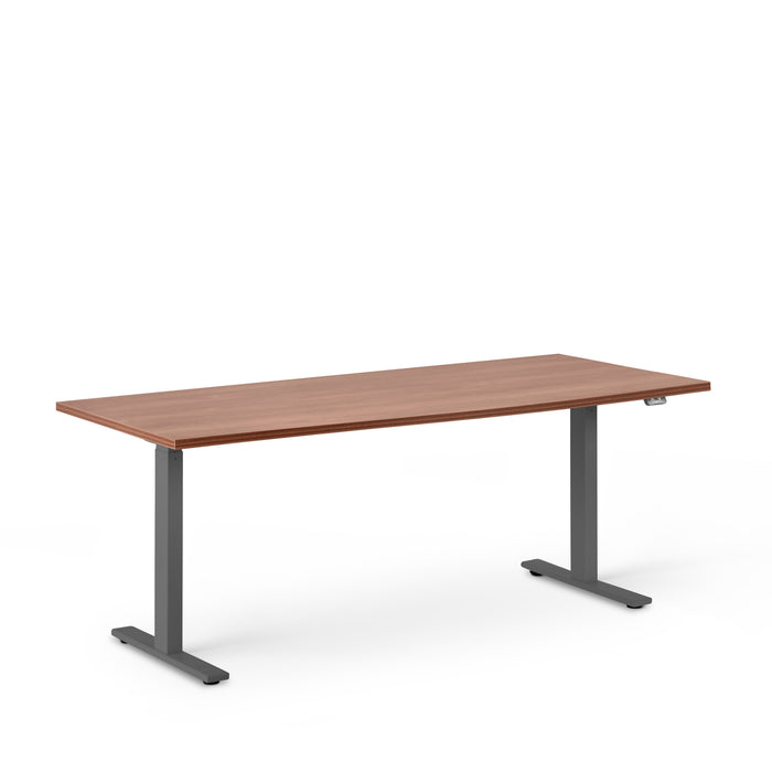 Modern wooden office desk with metal legs on a white background. (Walnut-72&quot;)