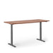 Modern adjustable standing desk with wooden top and metal legs on white background. (Walnut-72&quot;)