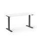 Modern adjustable standing desk with white top and black legs on a white background. (White-47&quot;)
