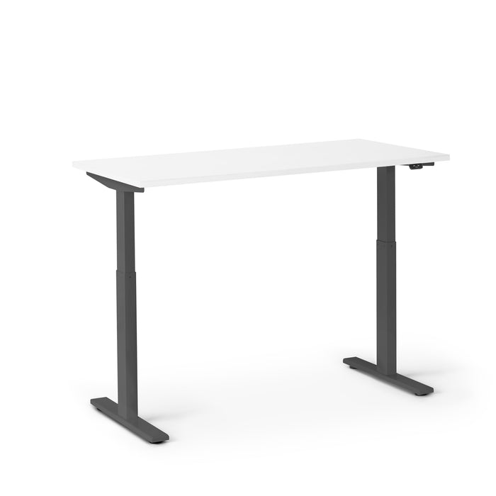 Adjustable height modern white standing desk isolated on white background. (White-47&quot;)