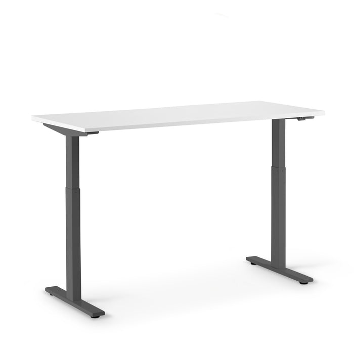 Adjustable height modern white standing desk isolated on a white background (White-57&quot;)