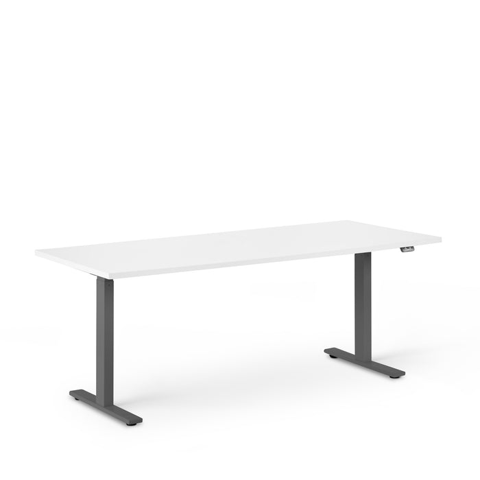 Modern white office desk with black metal legs on a white background (White-72&quot;)