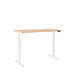 Modern adjustable standing desk with white frame and light wood tabletop on a white background. (Natural Oak-57&quot;)