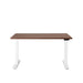 Adjustable height standing desk with walnut finish and white legs on a white background. (Walnut-47&quot;)