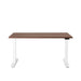 Adjustable height desk with white legs and wooden top on a white background. (Walnut-57&quot;)