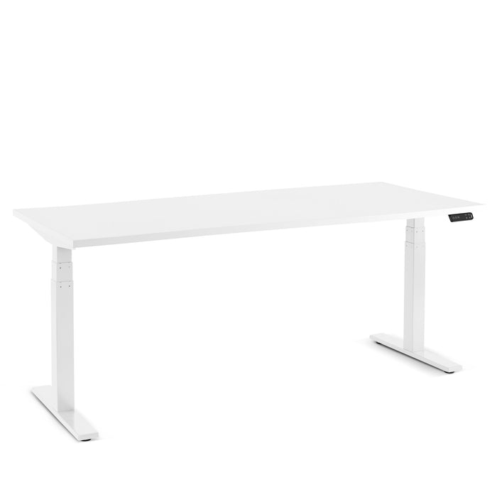 White modern height-adjustable desk isolated on a white background. (White-72&quot;)