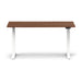 Modern adjustable-height desk with brown wooden top and white legs on a white background. (Walnut-60&quot;)