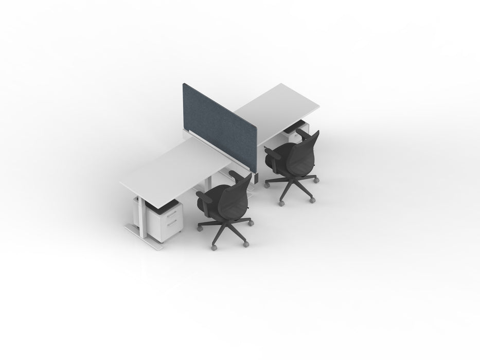 Modern office workstation with two chairs and partition on a white background. (White-47&quot;)(Natural Oak-47&quot;)(Walnut-47&quot;)(Natural Oak-57&quot;)(Walnut-57&quot;)