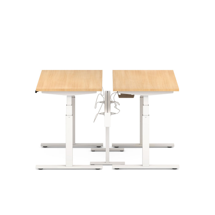 Dual motor standing desk with adjustable height and wooden tabletop. (Natural Oak-47&quot;)