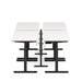 Modern height-adjustable white desks with black frames on a white background. (White-57&quot;)