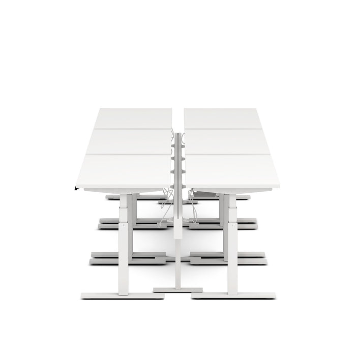 Modern white height-adjustable standing desks isolated on white background. (White-47&quot;)