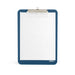 Blue clipboard with blank lined paper on a white background. (Slate Blue)