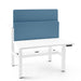 Modern white office desk with blue privacy panels on white background. (Slate Blue-45&quot;)