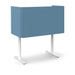Blue office privacy panel with white stands on a white background. (Slate Blue-48&quot;)