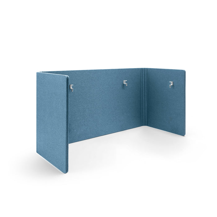 Blue three-panel tabletop privacy partition on a white background. (Slate Blue-48&quot;)