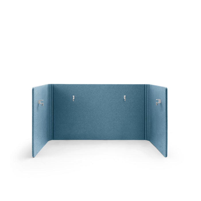 Blue three-panel tabletop privacy shield on white background. (Slate Blue-48&quot;)