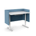 Modern blue privacy panel desk with white legs on a white background. (Slate Blue-48&quot;)