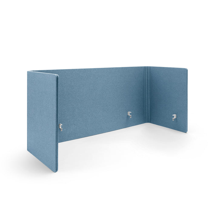 Blue three-panel tabletop privacy partition on a white background. (Slate Blue-60&quot;)