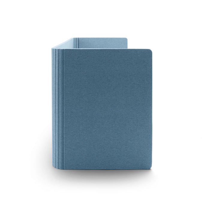 Blue hardcover book standing upright on a white background. (Slate Blue-60&quot;)
