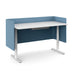 Modern blue office desk with privacy panels on white background. (Slate Blue-60&quot;)
