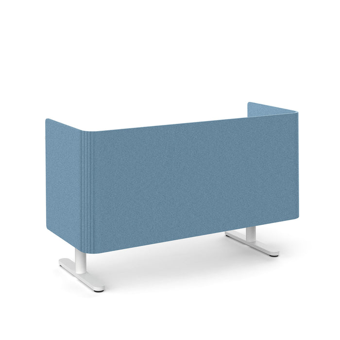 Modern blue office couch with metal legs on a white background. (Slate Blue-60&quot;)