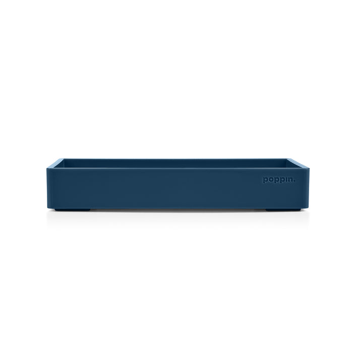 Blue Poppin stackable desk tray on white background (Slate Blue)