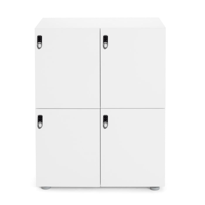 White two-door metal office storage cabinet on a white background (White)