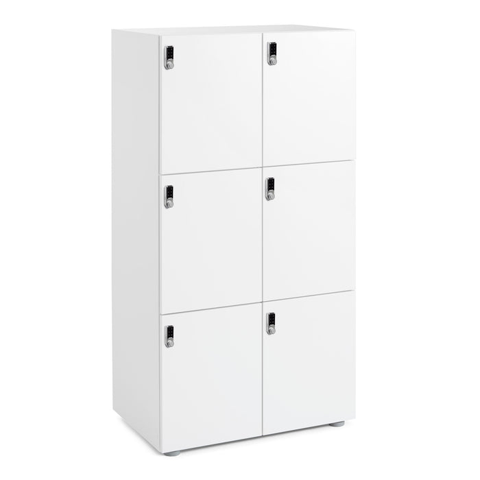 White six-compartment locker on a white background. (White)