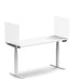 Modern white height-adjustable desk with privacy panels on a white background. (27&quot;)