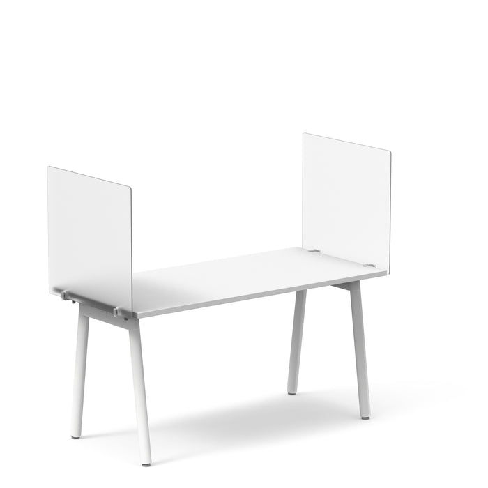 Modern white office desk with sleek metal legs on a white background. (27&quot;)