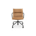 Modern brown leather office chair with black armrests isolated on white background. (Tan-Black)
