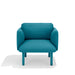 Bright blue modern sofa on a white background. (Teal)