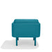 Modern teal accent chair with wooden legs on a white background. (Teal)