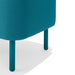 Teal blue modern ottoman with wooden legs on white background. (Teal)