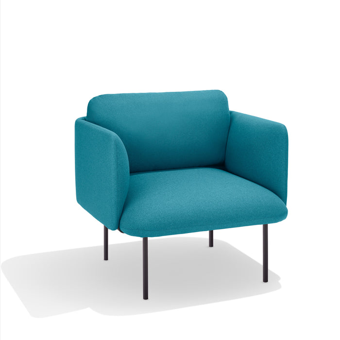 Modern teal blue armchair with sleek metal legs isolated on white background (Teal)