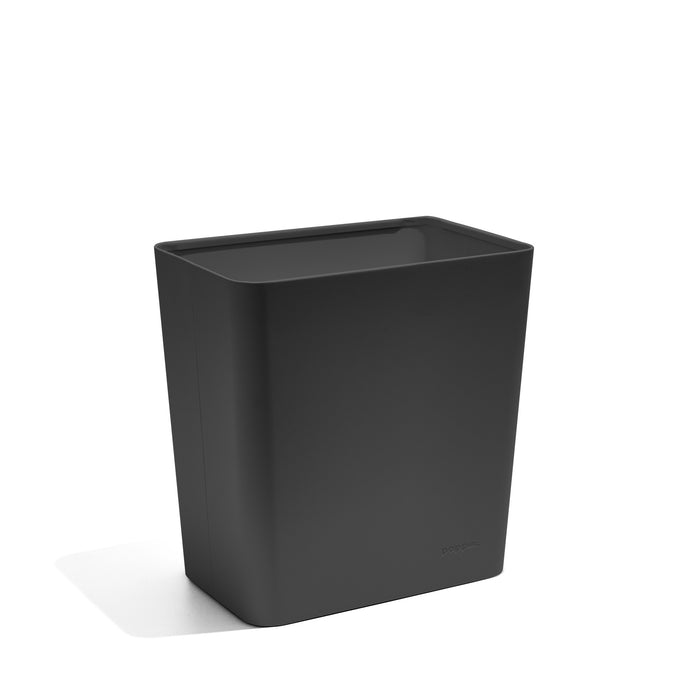 Black modern wastebasket isolated on a white background. (Charcoal)