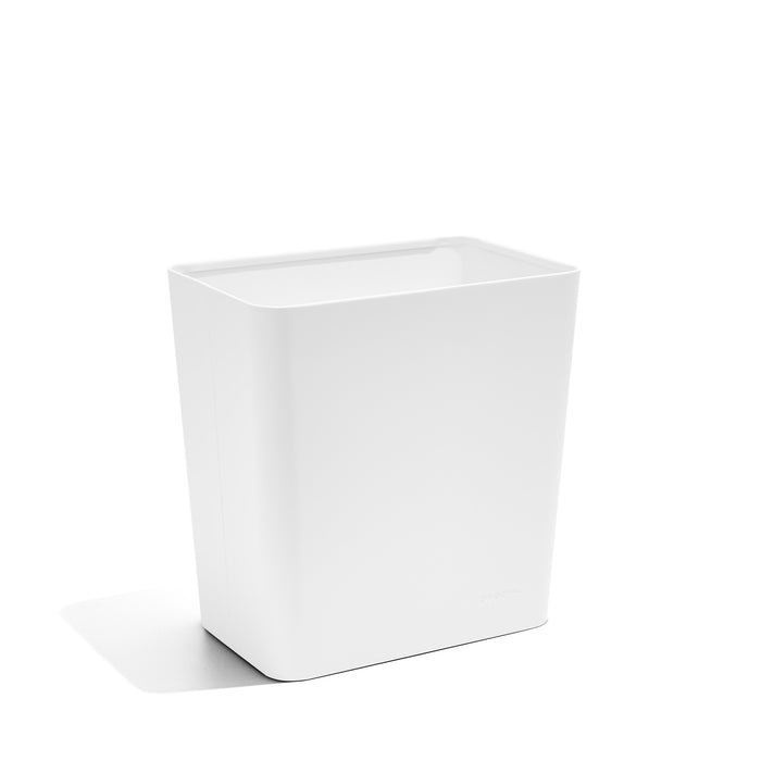 White modern minimalist trash bin on a white background (White)