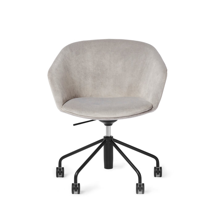 Modern grey office chair with wheels on a white background. (Gray)