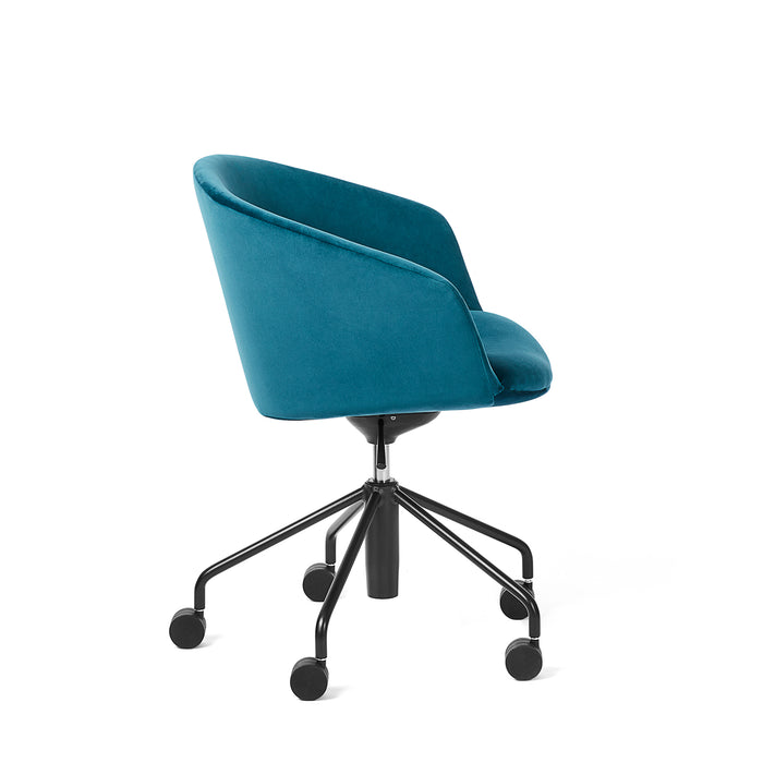 Modern teal office chair with wheels on white background (Teal)