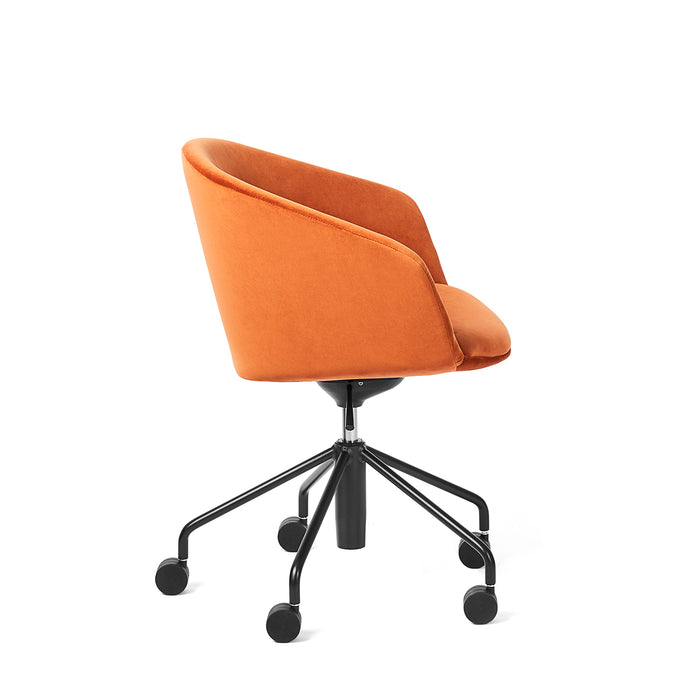 Modern orange office chair with wheels on a white background. (Terracotta)
