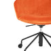 Modern orange velvet office chair with black metal base on a white background. (Terracotta)