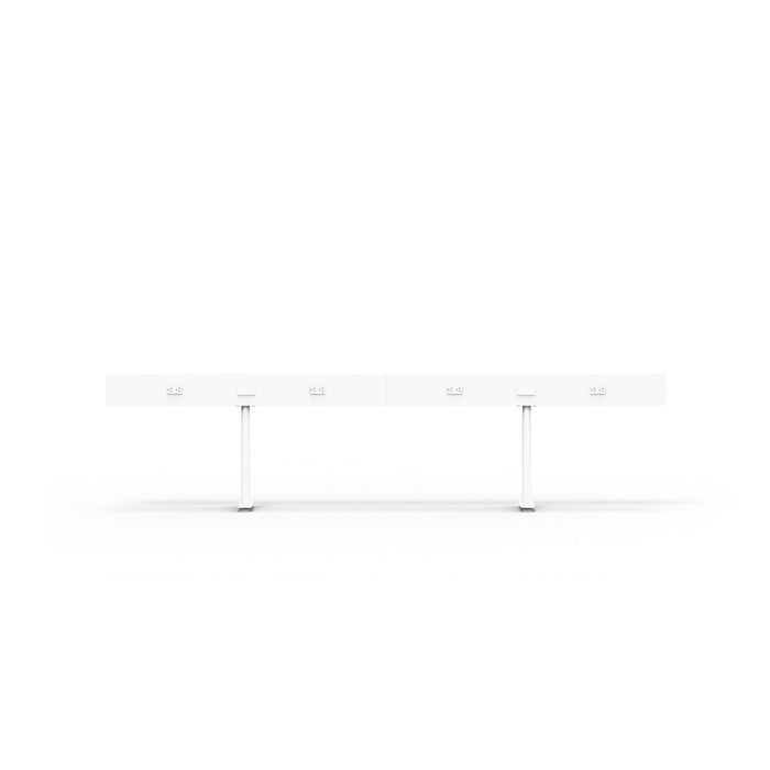 Modern minimalist three-legged white tables on a white background. (White-100&quot;)