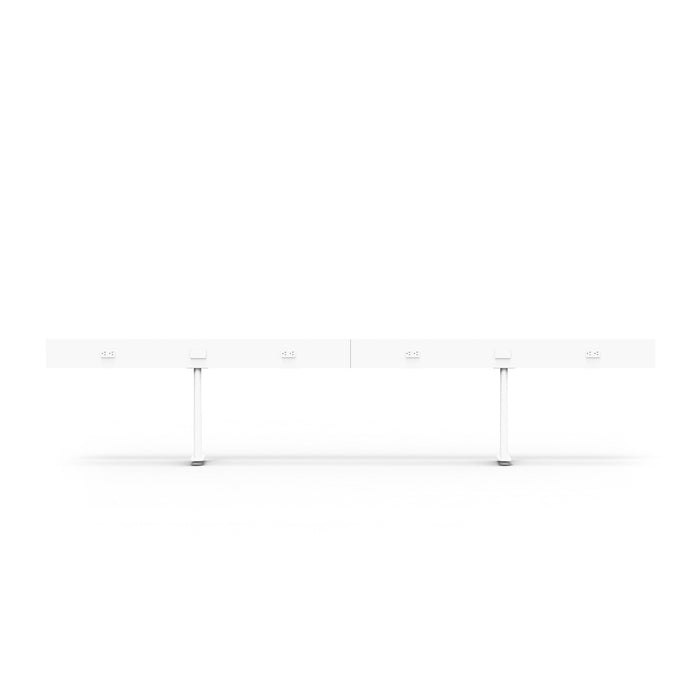 Modern white desk with metallic legs on a white background. (White-120&quot;)