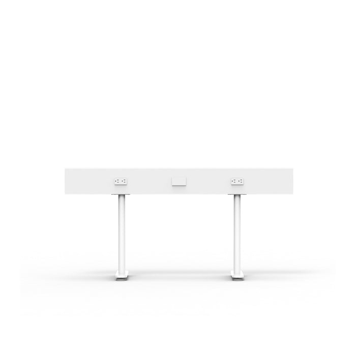 Modern white double workstation desk with metal legs on a white background. (White-50&quot;)