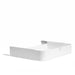 Minimalistic white modern platform bed frame on a white background. (White)